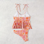 Damen Tankini mit fließendem Rüschenschnitt und floralem Design R&B