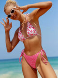 Damen Triangel-Bikini mit verspieltem floralem Design und variablen BindR&Bändern R&B