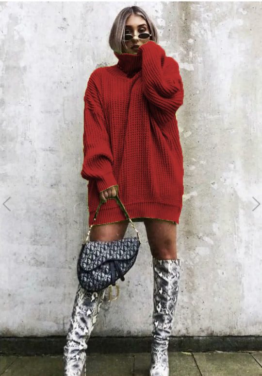 Damen Oversized Strickpullover im modernen Waffelmuster R&B