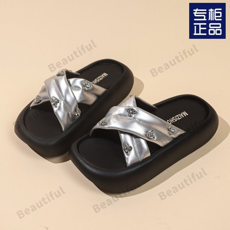 Damen Mode-Slipper mit funkelnden Applikationen R&B
