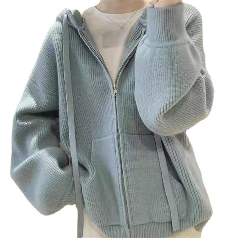 Damen Kapuzenjacke mit trendigem Rippstrickdesign und praktischen Taschen R&B