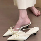 Damen Elegante Slingback-Mules mit raffinierter Schleifenapplikation R&B