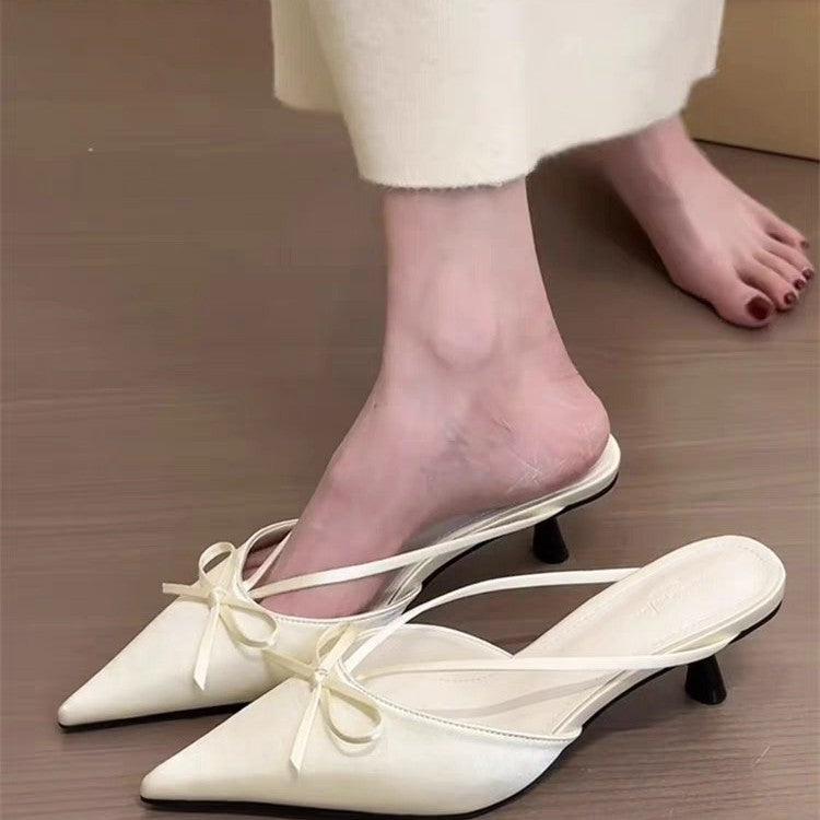 Damen Elegante Slingback-Mules mit raffinierter Schleifenapplikation R&B