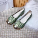 Damen Ballerinas mit modischem Falten-Design und glänzender Zehenkappe R&B