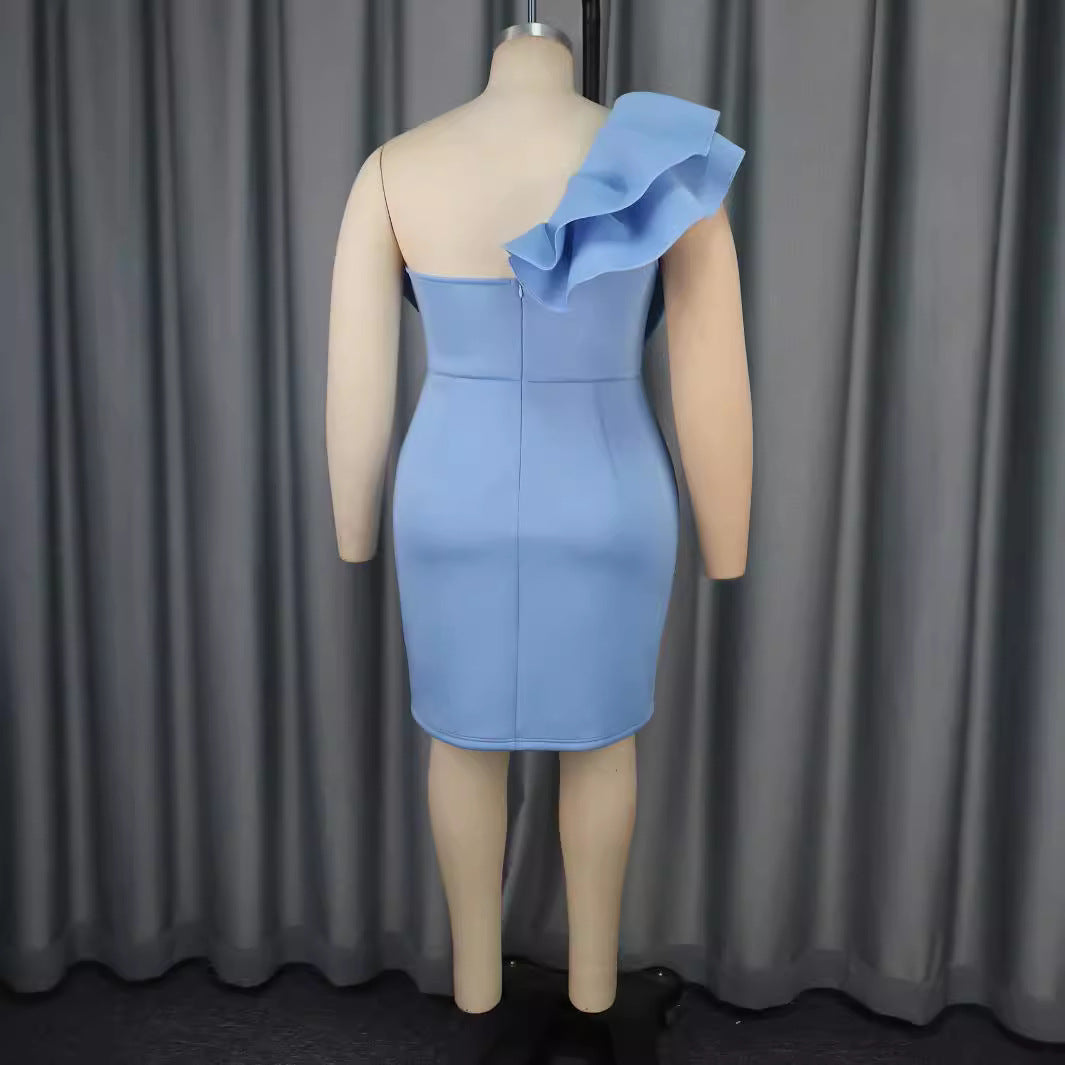 Damen figurbetontes Cocktailkleid mit voluminösem Schleifendesign R&B