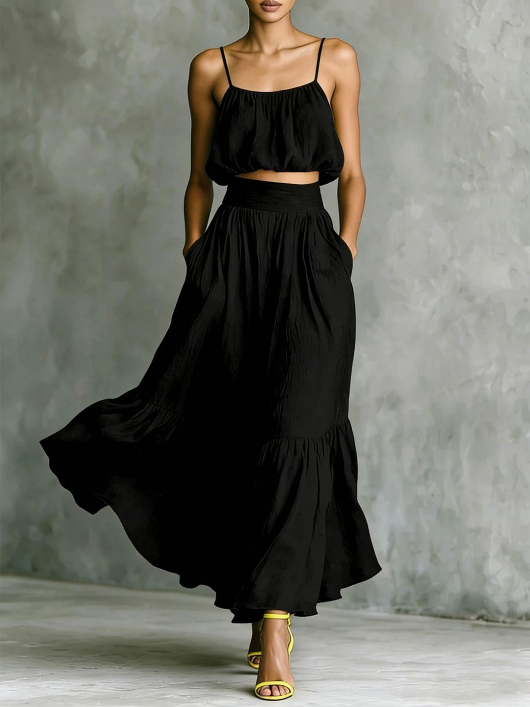 Damen Sommerliches Zweiteiler-Kleid mit fließendem Schnitt und praktischen Taschen R&B