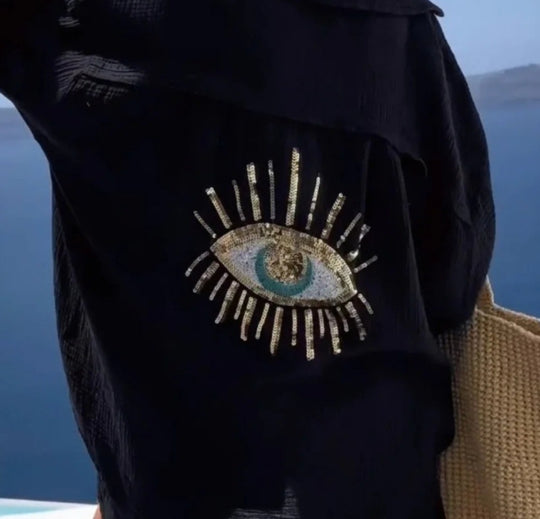 Damen Bluse mit einzigartigem Auge-Stickerei R&B