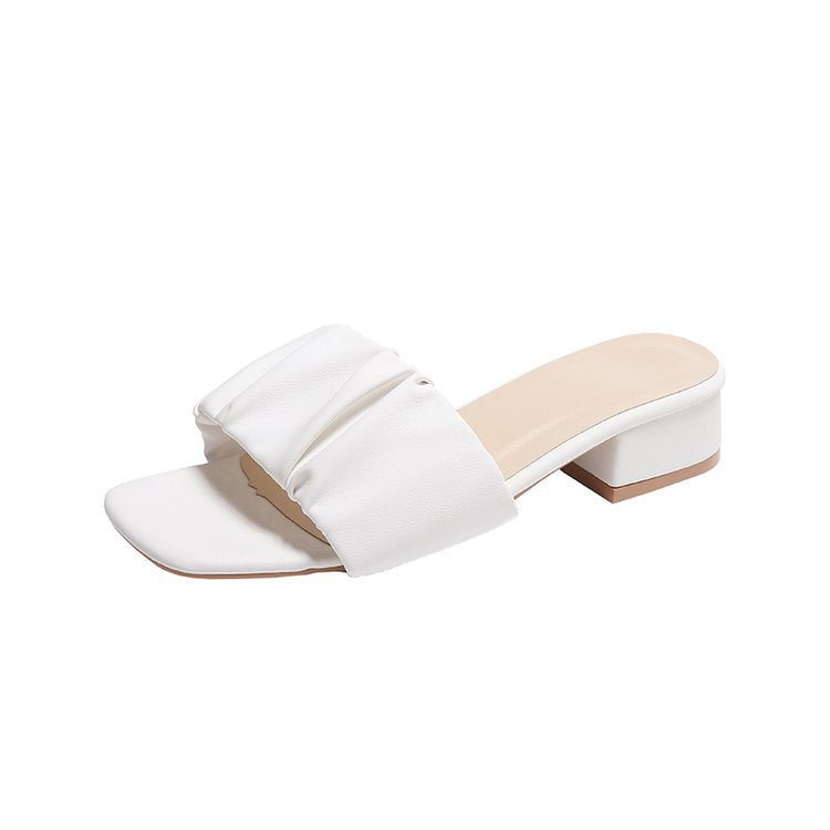 Damen elegante Mules mit modischer Raffung R&B