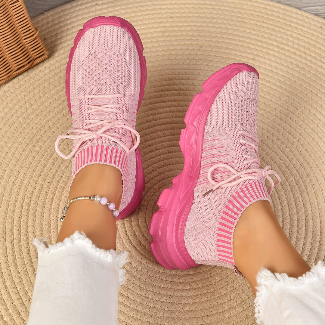 Damen trendige Slip-On Sneakers mit atmungsaktivem Strickdesign R&B
