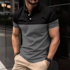 Herren Kurzarm-Polohemd mit kontrastierenden Farbblöcken und modernem Schnitt R&B