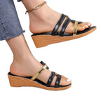 Damen Exklusive Riemensandalen mit modischem Gold-Detail R&B