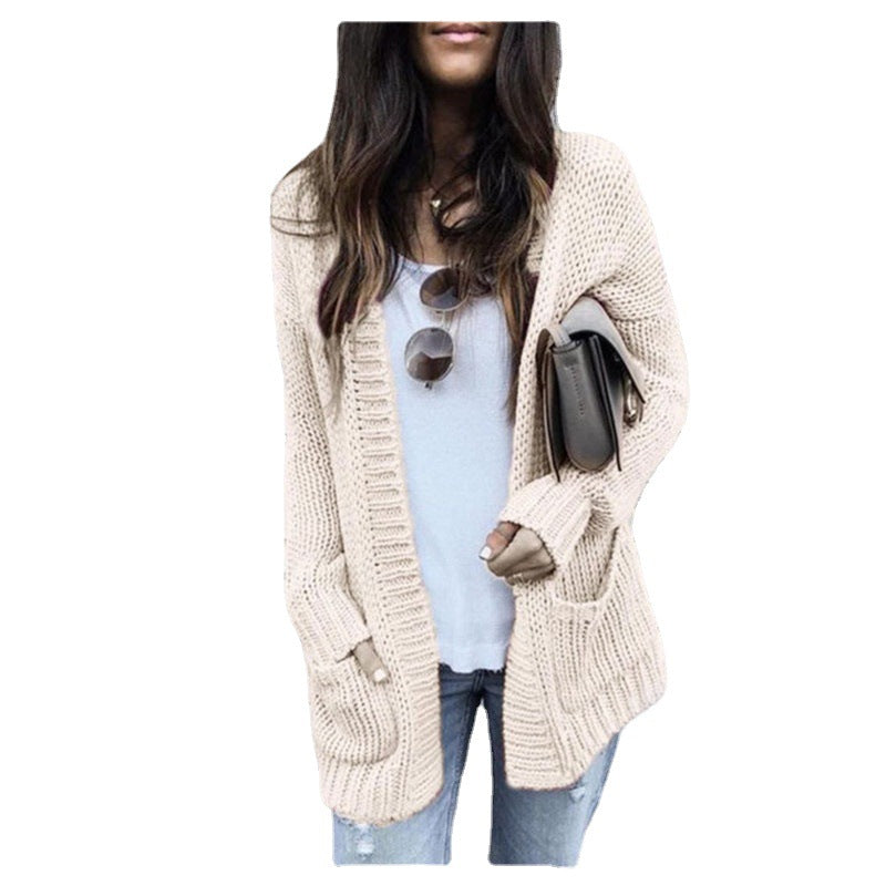 Damen Grobstrick-Cardigan mit aufgesetzten Taschen und lässigem Schnitt R&B