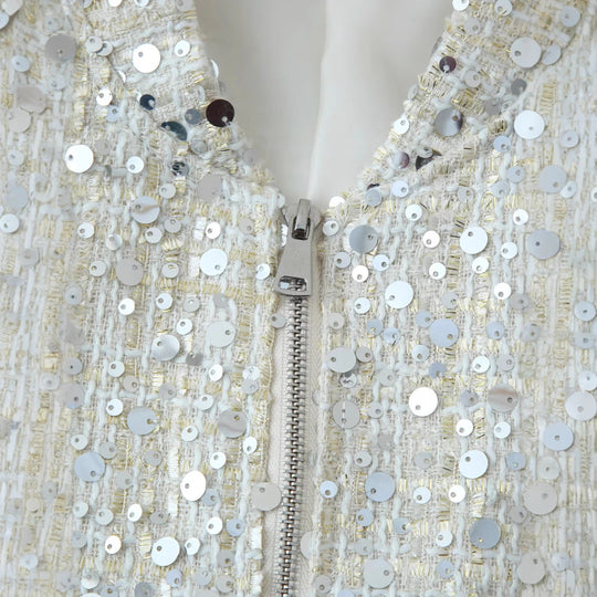 Damen Glitzernde Jacke mit Rundhalsausschnitt und verstecktem Reißverschluss R&B