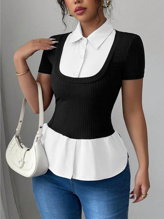 Damen Elegantes Oberteil mit fließendem Saum R&B