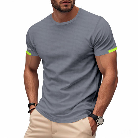 Herren nan athletisches Kurzarm Baumwolljersey T-Shirt mit Rundhalsausschnitt und reflektierenden Ärmeldetails R&B