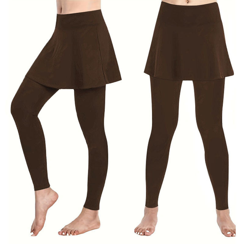 Damen Leggings mit rockähnlicher Einlage und hohem Bund R&B