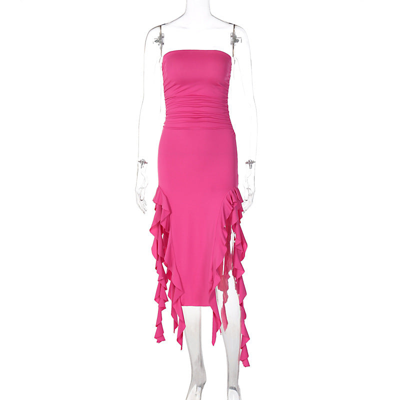 Damen Wickelkleid mit Rüschen und figurformendem Schnitt R&B