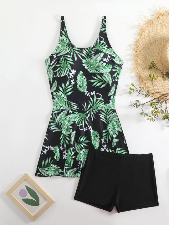 Damen Schwimmanzug mit floralem Muster und modischem Short-Design R&B