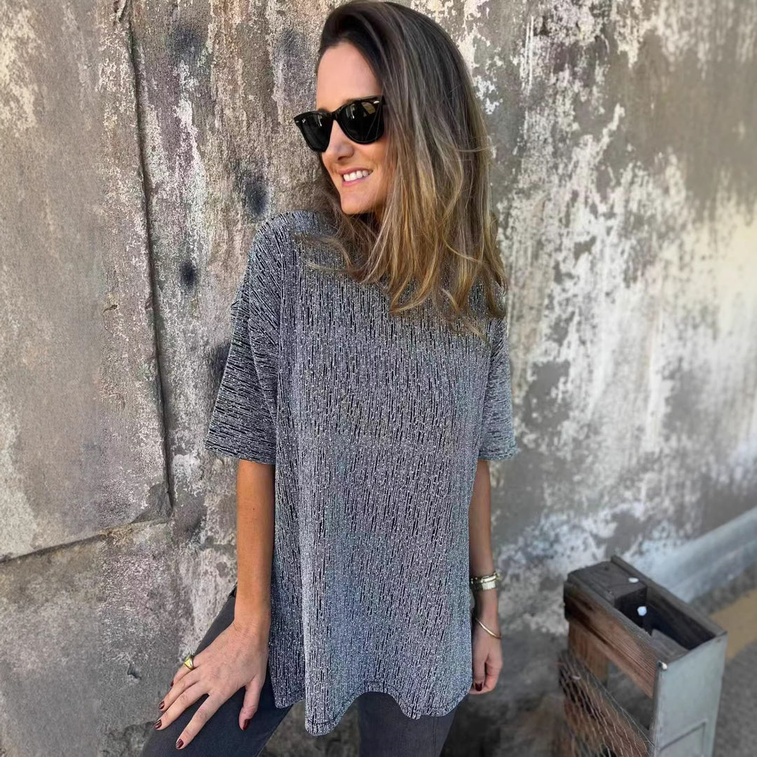 Damen Oversized T-Shirt mit Glitzersteinchen und lässigem Schnitt R&B