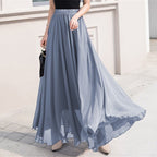 Damen nan Maxi-Chiffonrock mit elastischem Bund und fließender A-Linie R&B