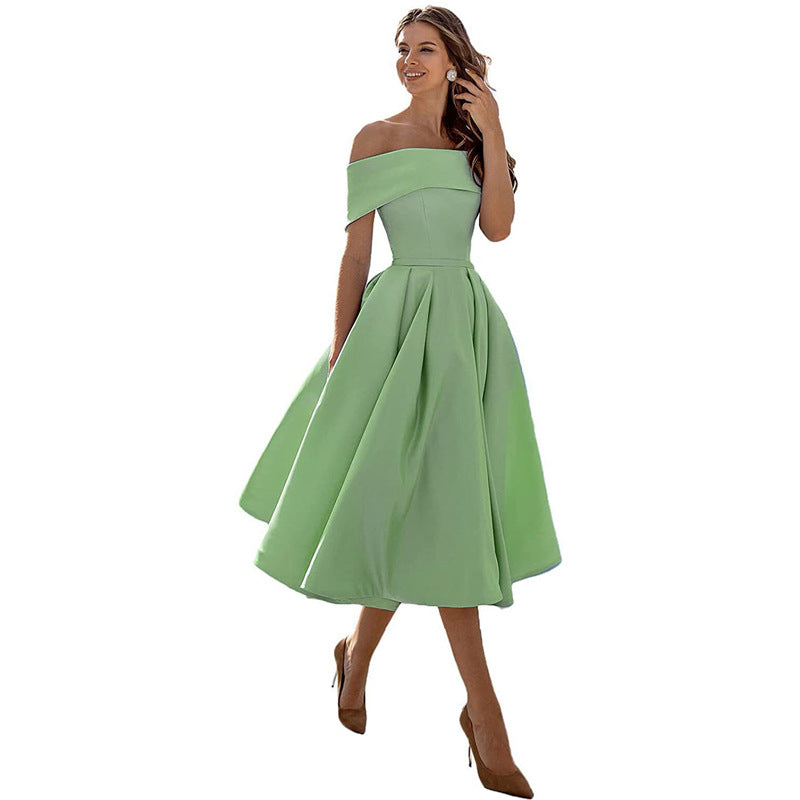 R&B | Legere Mode Satin Cocktailkleid Ohne Träger