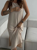 Damen Maxikleid mit elegantem Seitenschlitz und fließendem Stoff R&B