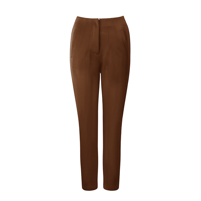 Damen elegante Anzughose mit hohen Bund und schmalem Bein EB