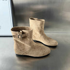 Damen elegante Stiefeletten aus weichem Wildleder mit modischem Schnallenverschluss R&B