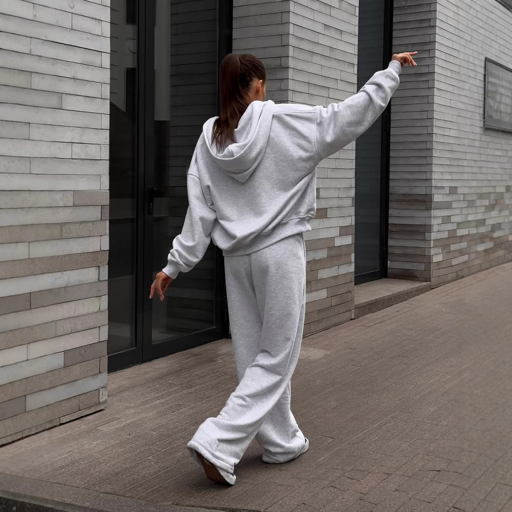 Damen lässiges Kapuzensweatshirt und weite Jogginghose-Set R&B