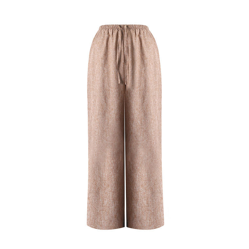Damen Weite Leinenhose mit elastischem Bund und dekorativen Kordeldetails R&B