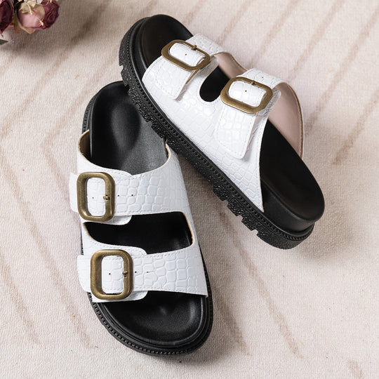 Damen Komfortable Sandalen mit modischen Schnallenapplikationen R&B