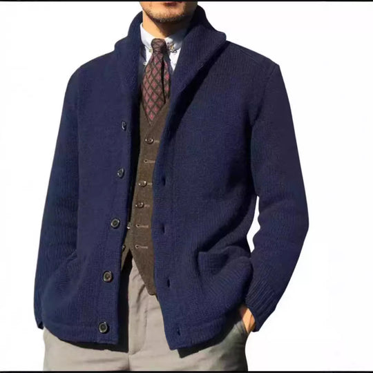 Herren Strickjacke im modernen Casual-Stil mit Schalkragen R&B