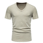 Herren V-Ausschnitt T-Shirt mit strukturiertem Muster