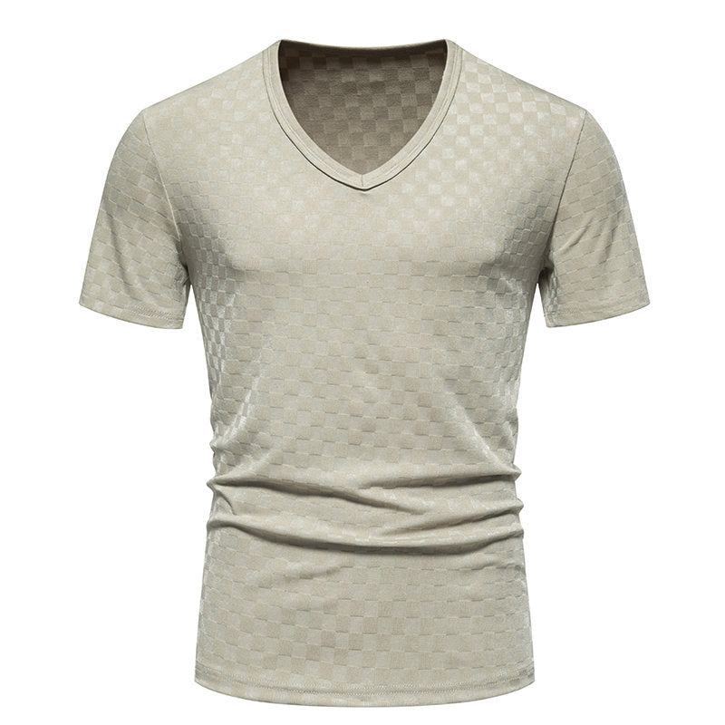 Herren V-Ausschnitt T-Shirt mit strukturiertem Muster