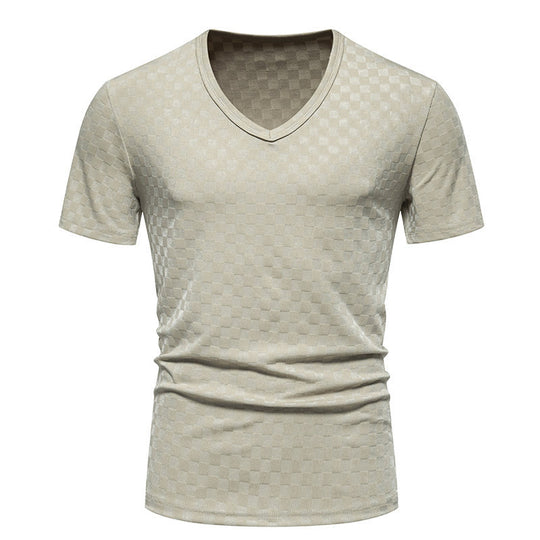 Herren V-Ausschnitt T-Shirt mit strukturiertem Muster R&B