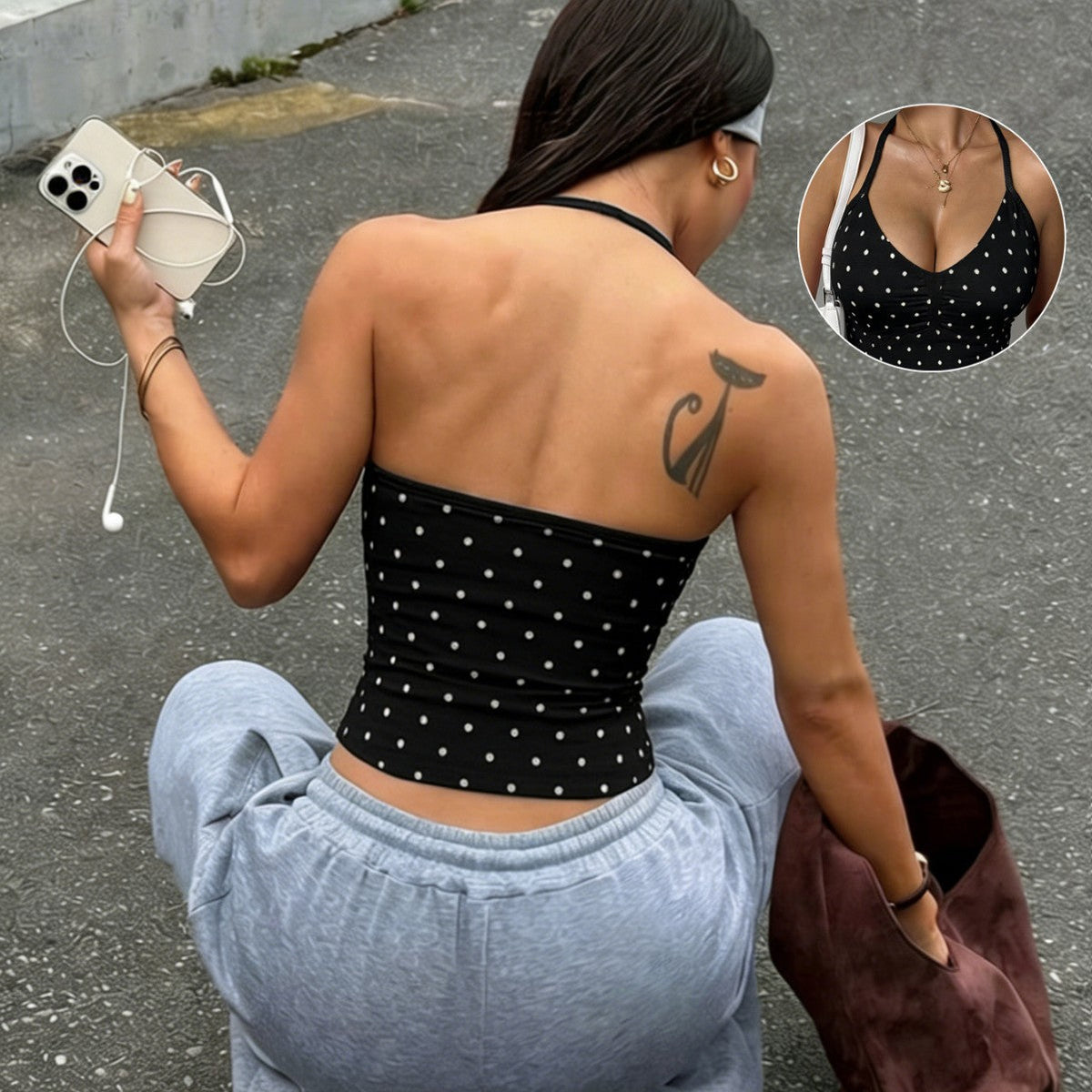 Damen Polka Dots Freizeit-Top R&B