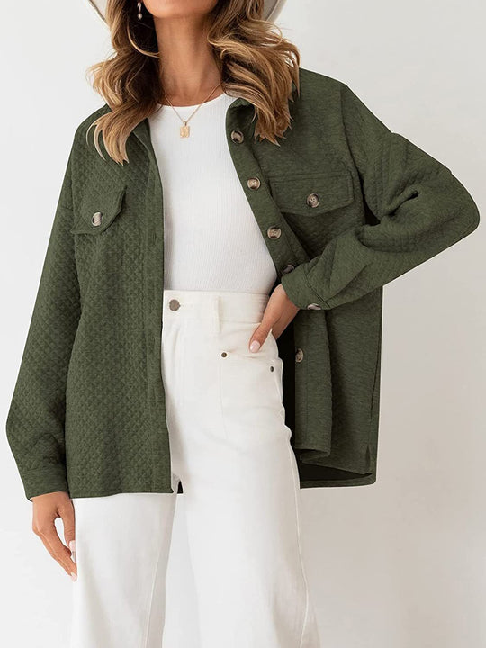 Damen Steppjacke mit Knopfleiste und Taschen R&B
