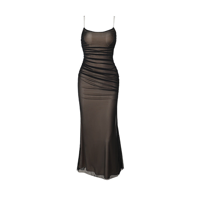 Damen figurbetontes Maxikleid mit elegantem Rüschendesign R&B