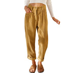 Damen modische Cordhose mit hohem Bund und weitem Bein R&B