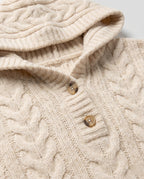 Kuscheliger Damen Strickpullover mit Kapuze Weißer Longsleeve Casual Look