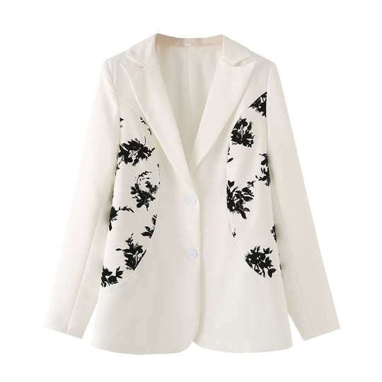 Damen elegante Blazerjacke mit floralen Details und hochwertiger Verarbeitung R&B