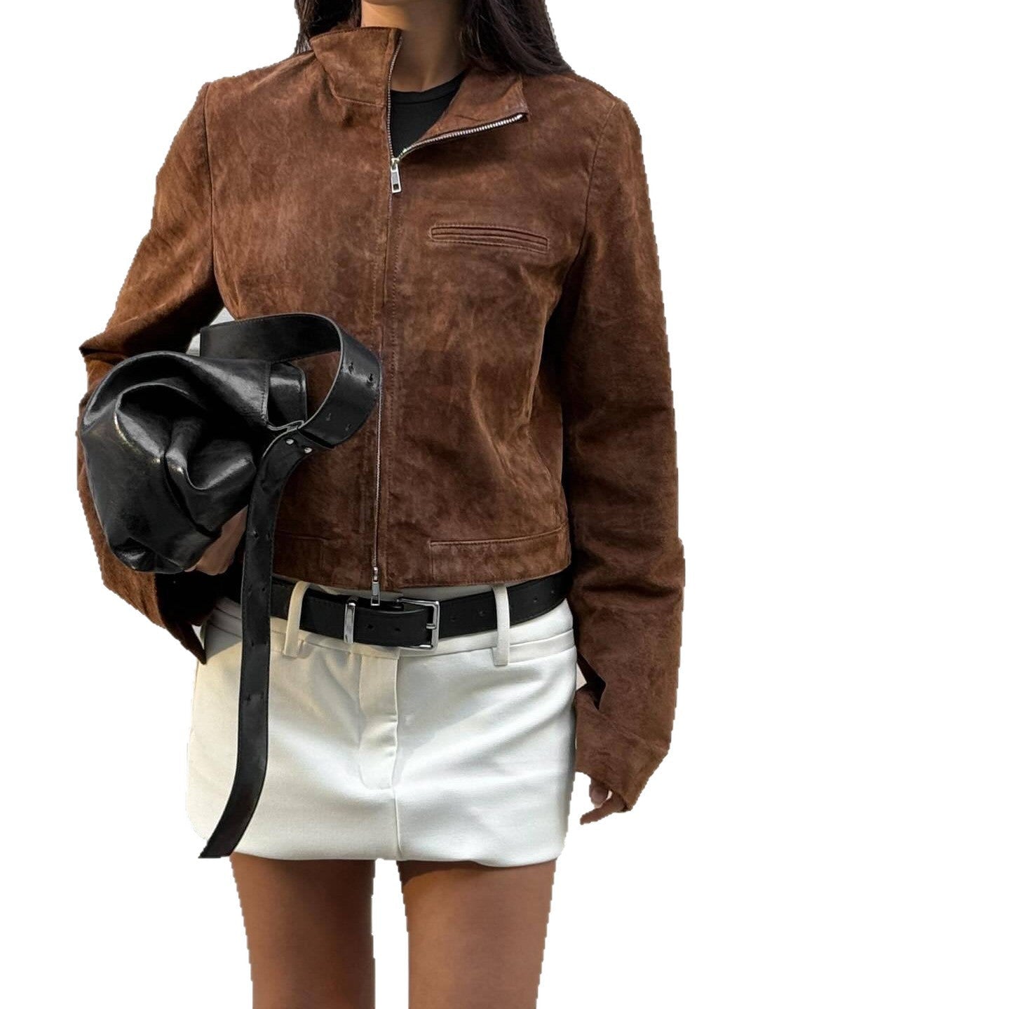 Damen Wildlederjacke mit modernem Stehkragen R&B
