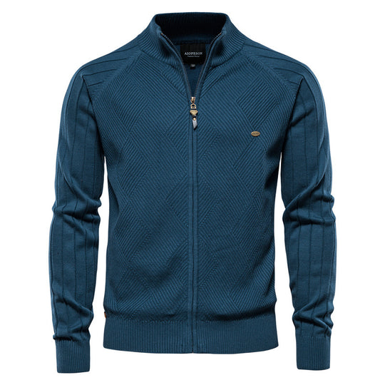 Herren Strickjacke mit Stehkragen R&B