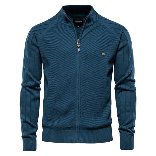 Herren Strickjacke mit Stehkragen R&B