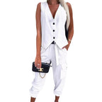 Damen elegantes Anzug-Set mit gestreiftem Design und lässigem Schnitt R&B