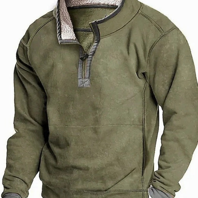 Herren Fleecesweater mit hochgeschlossenem Kragen und praktischem Reißverschluss R&B