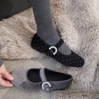Damen Ballerina-Schuhe mit modischem Riemchen und funkelndem Schmuckdetail R&B