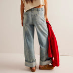 Damen Weite Jeans mit hoher Taille und gesundem Schnitt R&B