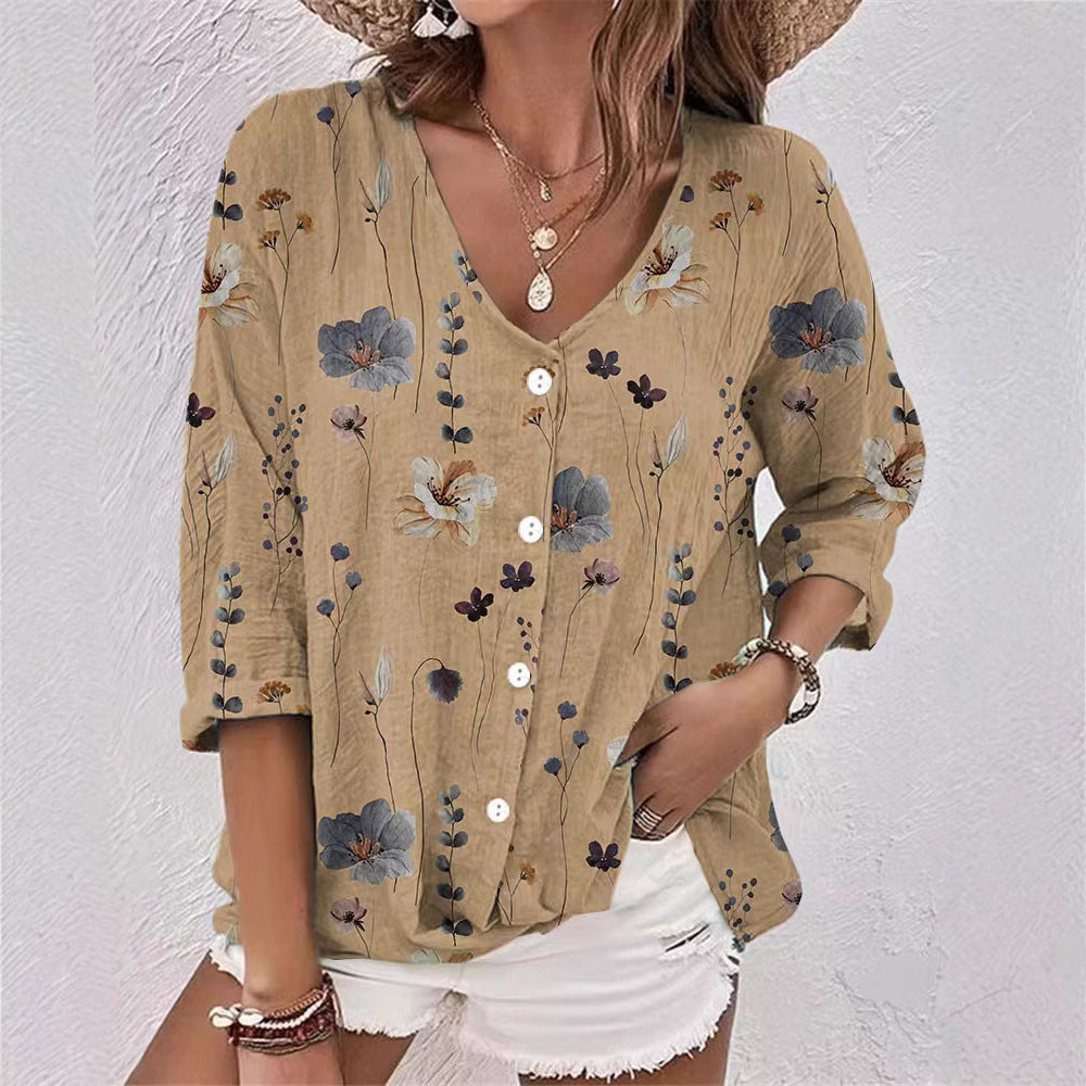 Damen Bluse mit floralem Druck und lässigem Schnitt R&B