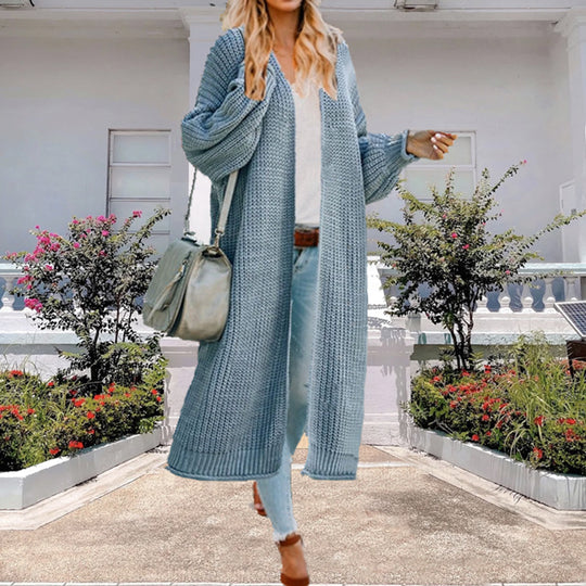 Damen Strickmantel mit offenem Design und voluminösen Ärmeln R&B